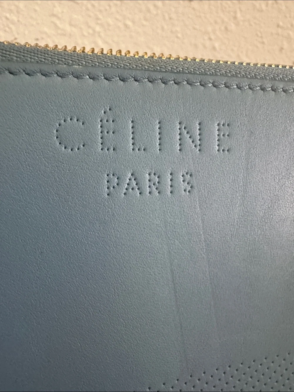 Celine Paris Blue Leather Zip-Around Wallet